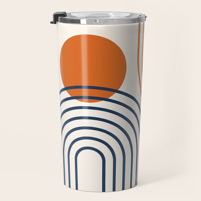 Mid Century Modern Geometric 199.2 in Navy Blue Orange Travel Mug Gallery Image 3