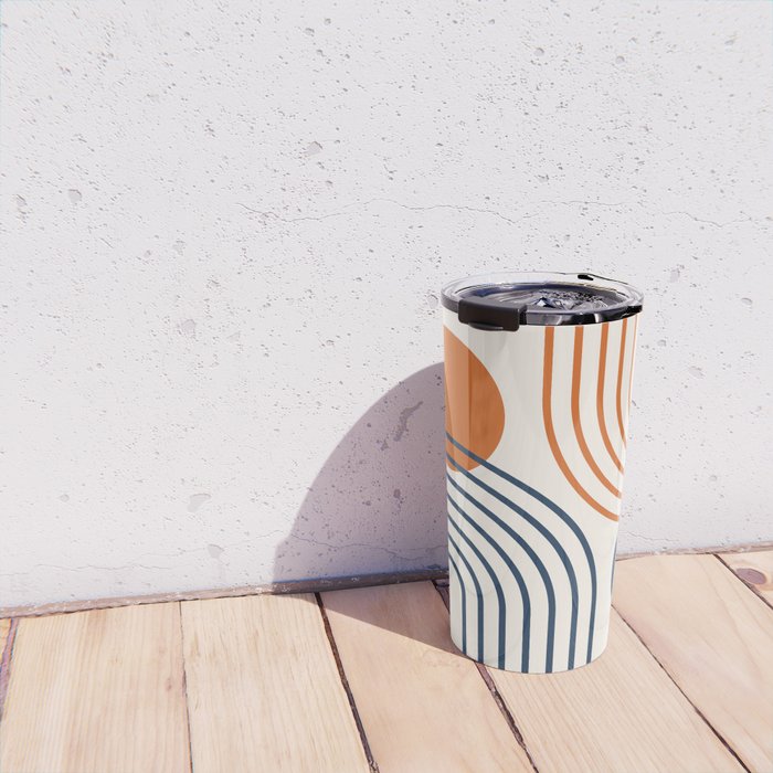 Mid Century Modern Geometric 199.2 in Navy Blue Orange Travel Mug Gallery Image 4