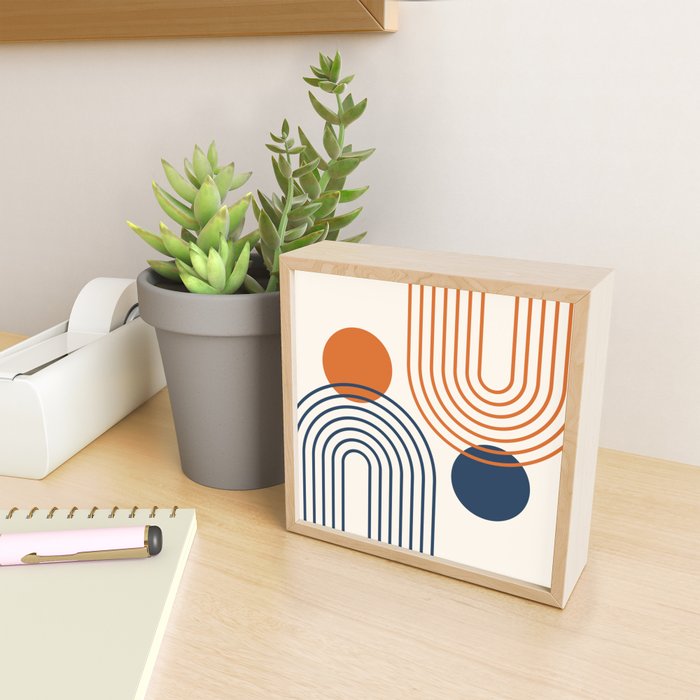 Mid Century Modern Geometric 199.2 in Navy Blue Orange Mini Art Print Gallery Image 2