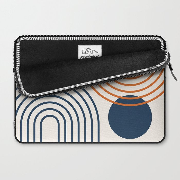 Mid Century Modern Geometric 199.2 in Navy Blue Orange Laptop Sleeve Gallery Image 2