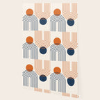 Mid Century Modern Geometric 199.2 in Navy Blue Orange Wallpaper Gallery Image 2