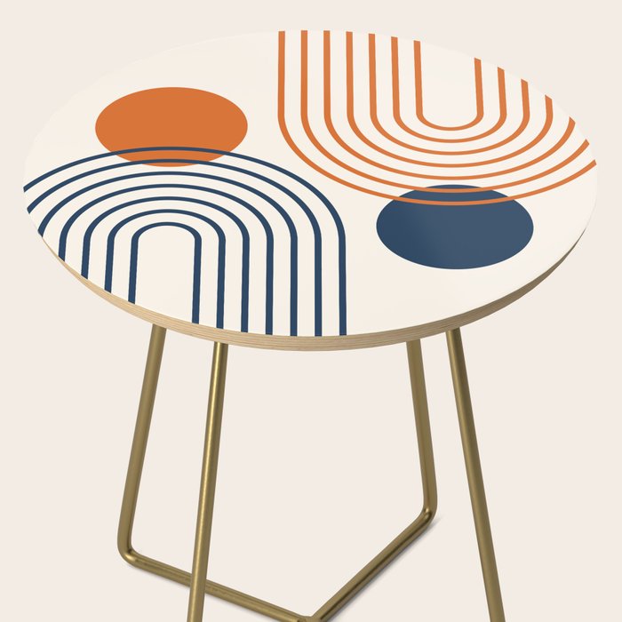 Mid Century Modern Geometric 199.2 in Navy Blue Orange Side Table Gallery Image 2