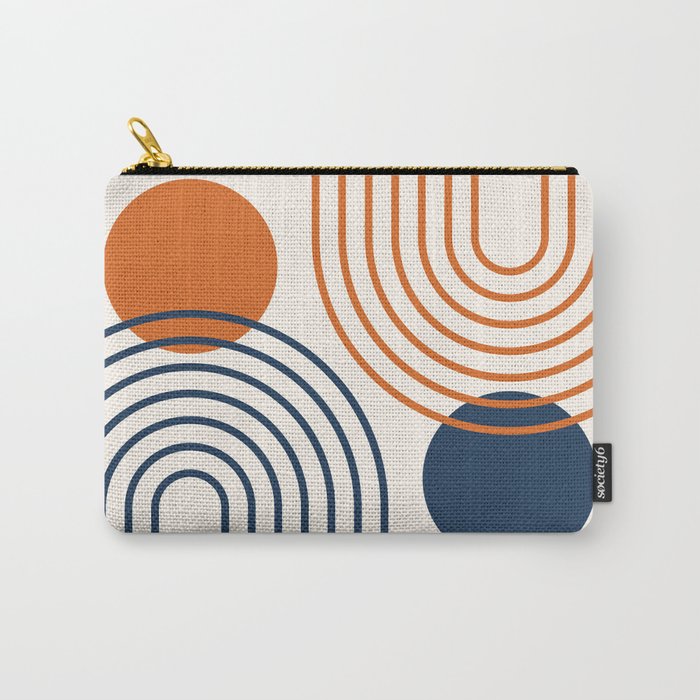 Mid Century Modern Geometric 199.2 in Navy Blue Orange Carry All Pouch Gallery Image 1