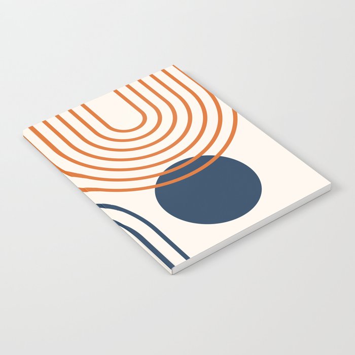 Mid Century Modern Geometric 199.2 in Navy Blue Orange Notebook Gallery Image 2