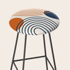 Mid Century Modern Geometric 199.2 in Navy Blue Orange Stool Gallery Image 2