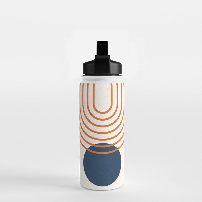Mid Century Modern Geometric 199.2 in Navy Blue Orange Water Bottle Gallery Image 2