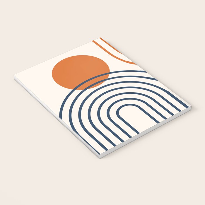 Mid Century Modern Geometric 199.2 in Navy Blue Orange Notebook Gallery Image 3