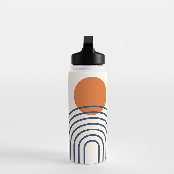 Mid Century Modern Geometric 199.2 in Navy Blue Orange Water Bottle Gallery Image 3