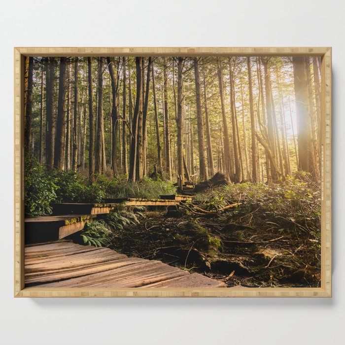 Forest Mountain Wanderlust Boardwalk - Nature Photography Serving Tray Gallery Image 1