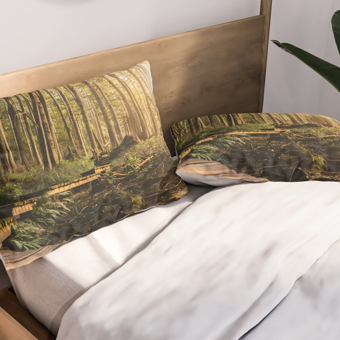 Forest Mountain Wanderlust Boardwalk - Nature Photography Pillow Sham Gallery Image 2