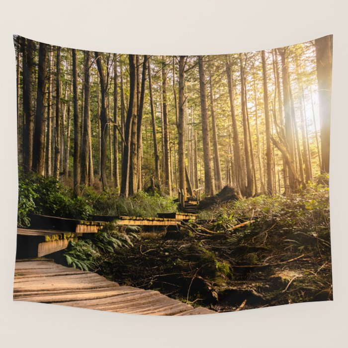 Forest Mountain Wanderlust Boardwalk - Nature Photography Wall Tapestry Gallery Image 4