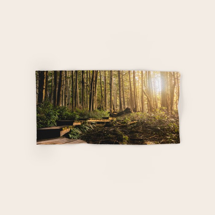 Forest Mountain Wanderlust Boardwalk - Nature Photography Bath Towel Gallery Image 1