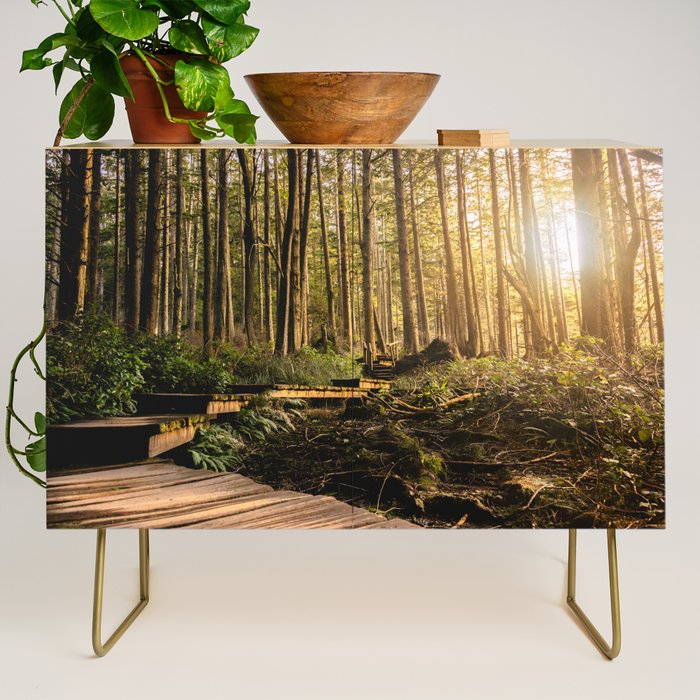 Forest Mountain Wanderlust Boardwalk - Nature Photography Credenza Gallery Image 1