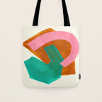 Ochre Pink Marine Green Fun Colorful Mid Century Modern Abstract Painting Shapes Pattern Tote Bag Gallery Image 1