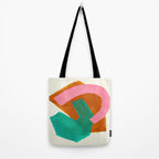 Ochre Pink Marine Green Fun Colorful Mid Century Modern Abstract Painting Shapes Pattern Tote Bag Gallery Image 2