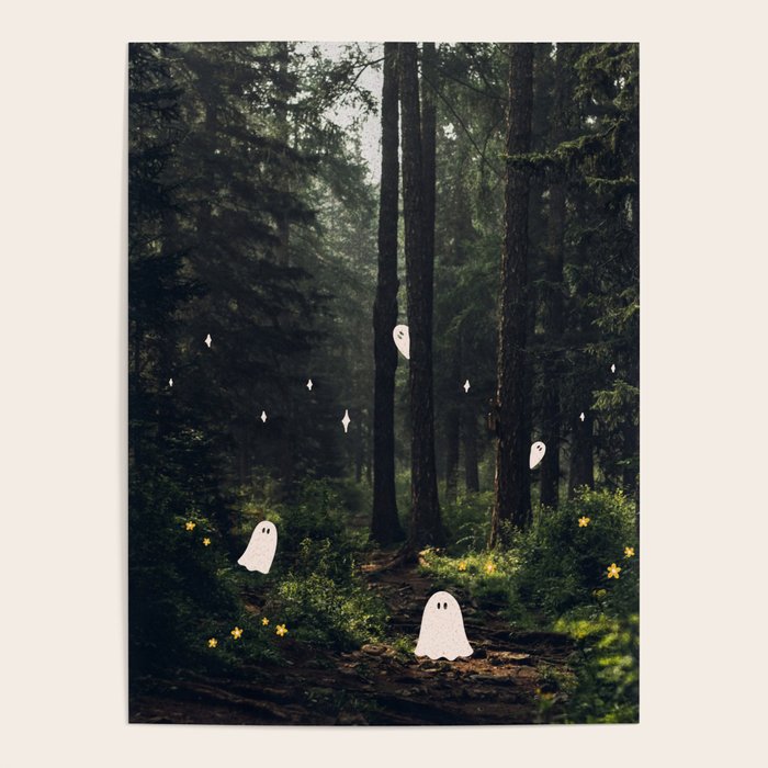 Spooky Ghost in the Forest Collage Poster Gallery Image 4