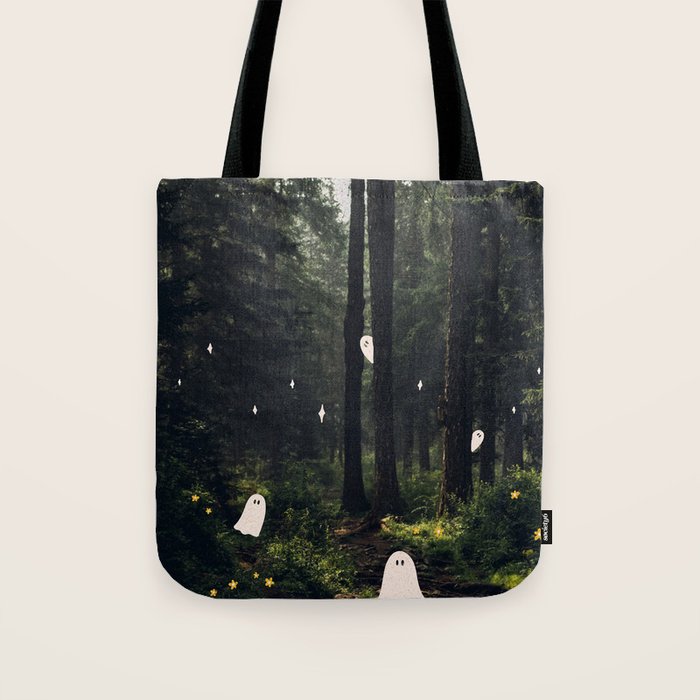 Spooky Ghost in the Forest Collage Tote Bag Gallery Image 1