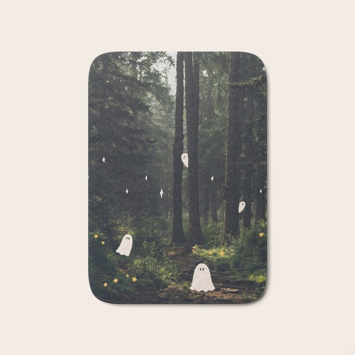Spooky Ghost in the Forest Collage Bath Mat Gallery Image 1