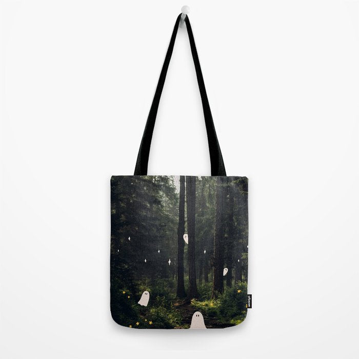 Spooky Ghost in the Forest Collage Tote Bag Gallery Image 2