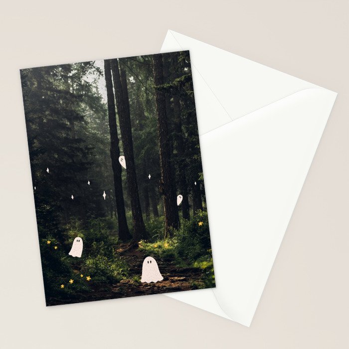 Spooky Ghost in the Forest Collage Stationery Card Gallery Image 2