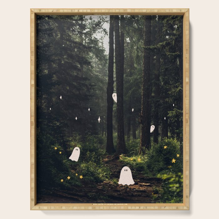 Spooky Ghost in the Forest Collage Serving Tray Gallery Image 1