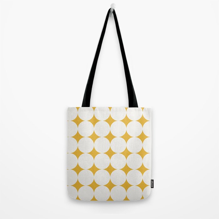 Circular Minimalism - Retro Yellow White Tote Bag Gallery Image 2