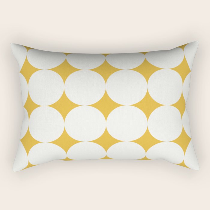 Circular Minimalism - Retro Yellow White Rectangular Pillow Gallery Image 2