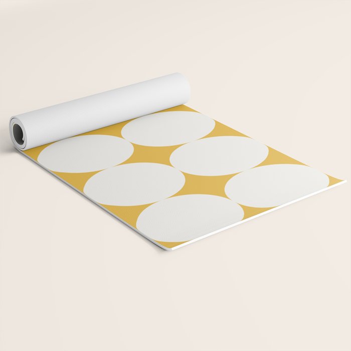 Circular Minimalism - Retro Yellow White Yoga Mat Gallery Image 2