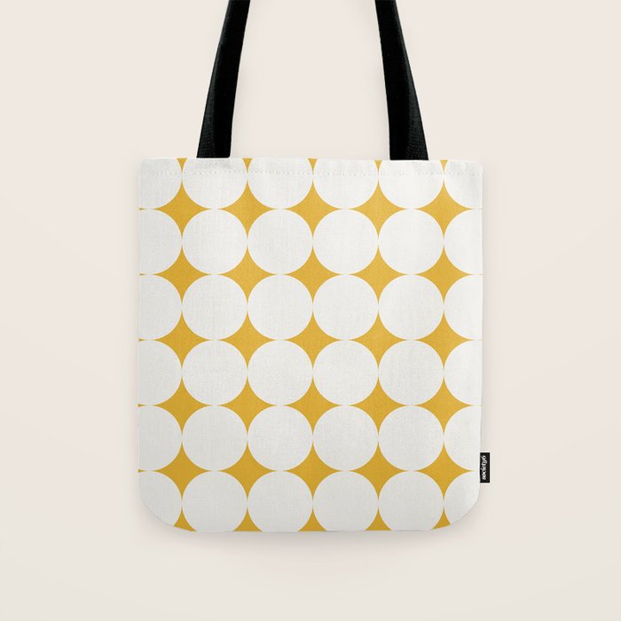 Circular Minimalism - Retro Yellow White Tote Bag Gallery Image 1