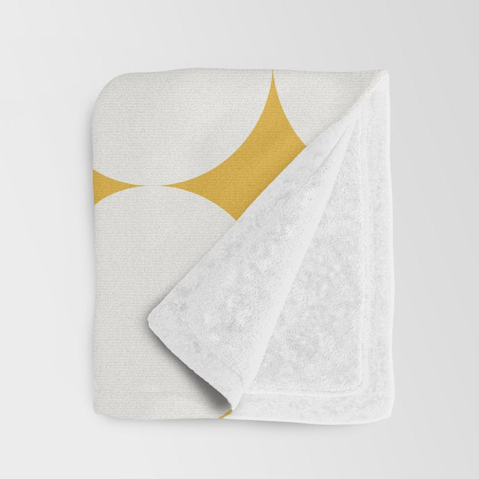 Circular Minimalism - Retro Yellow White Throw Blanket Gallery Image 3