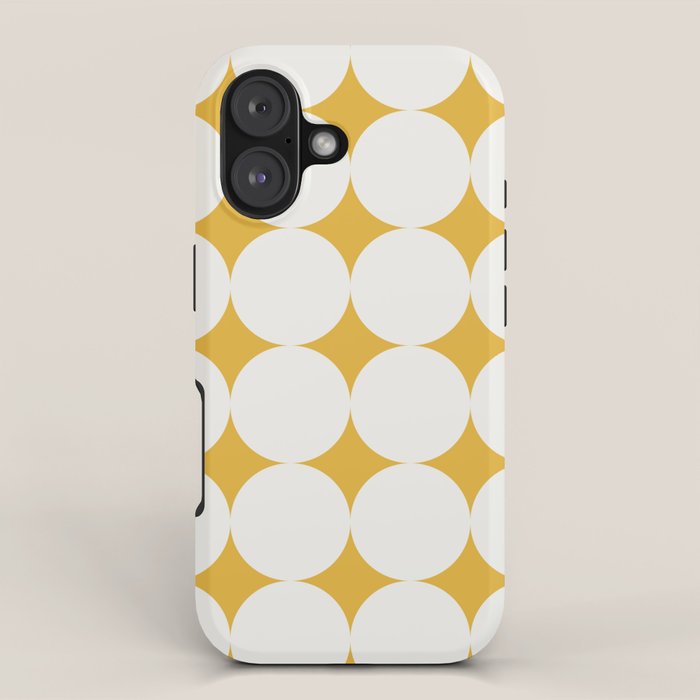 Circular Minimalism - Retro Yellow White iPhone Case Gallery Image 1