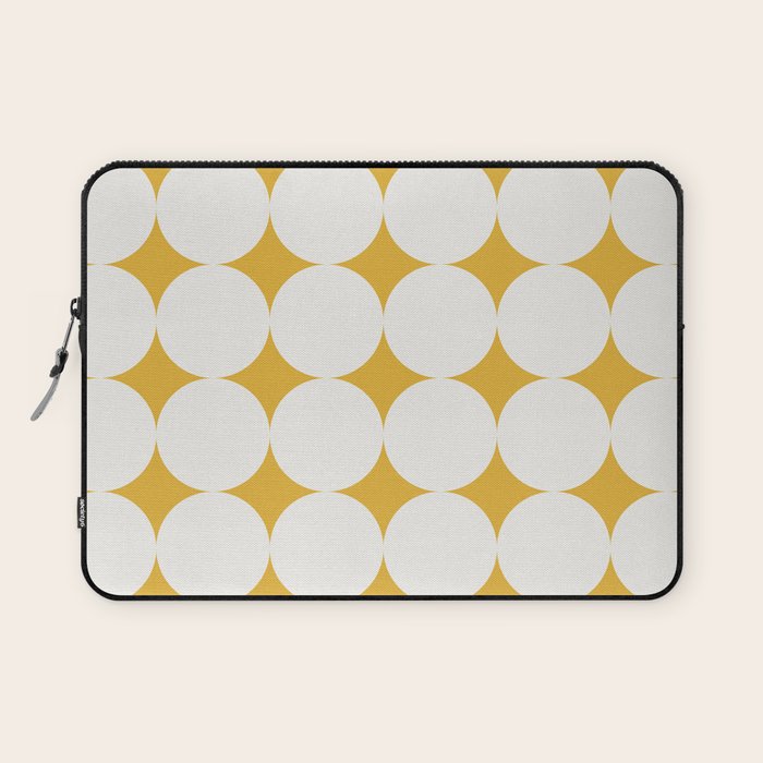 Circular Minimalism - Retro Yellow White Laptop Sleeve Gallery Image 1