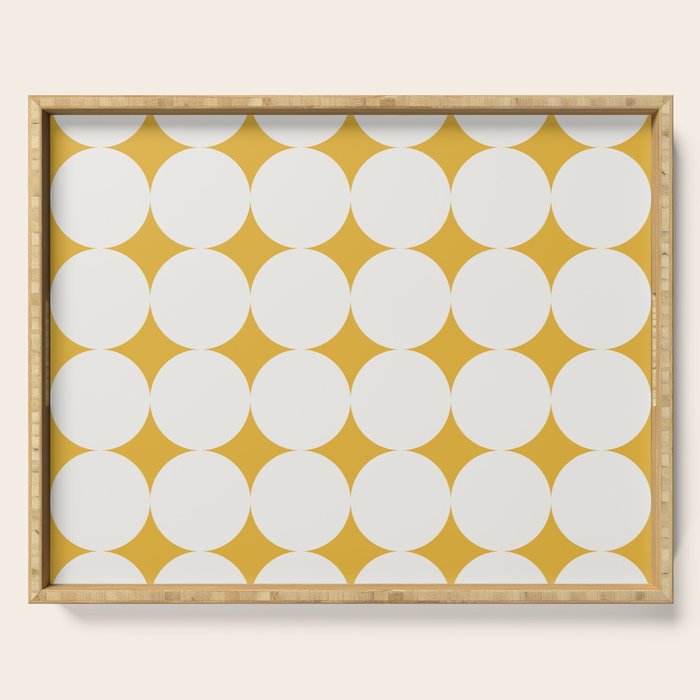 Circular Minimalism - Retro Yellow White Serving Tray Gallery Image 1
