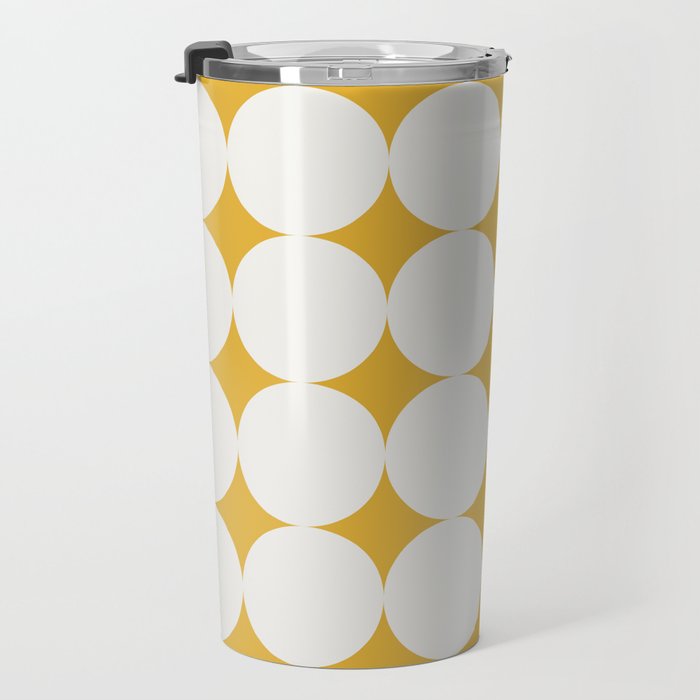 Circular Minimalism - Retro Yellow White Travel Mug Gallery Image 3