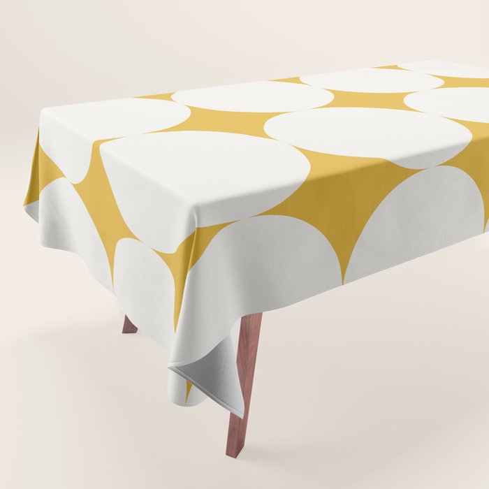 Circular Minimalism - Retro Yellow White Tablecloth Gallery Image 1