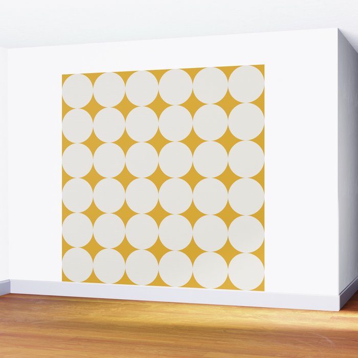 Circular Minimalism - Retro Yellow White Wall Mural Gallery Image 2