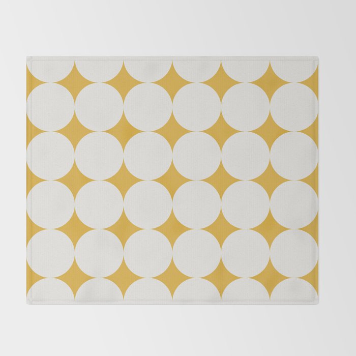 Circular Minimalism - Retro Yellow White Throw Blanket Gallery Image 2