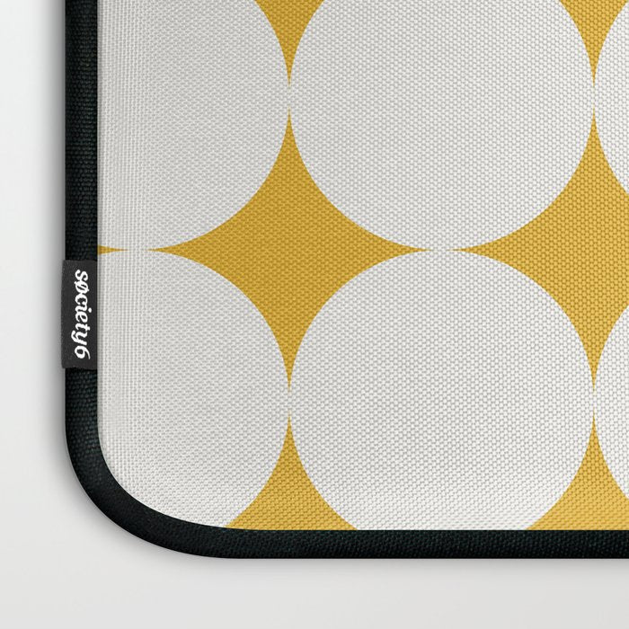 Circular Minimalism - Retro Yellow White Laptop Sleeve Gallery Image 3