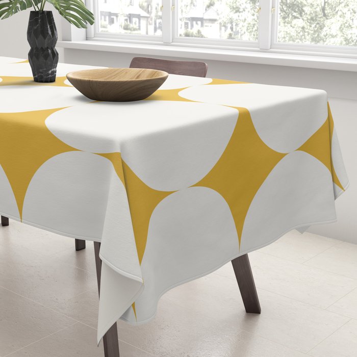 Circular Minimalism - Retro Yellow White Tablecloth Gallery Image 3