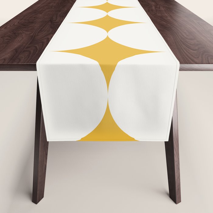 Circular Minimalism - Retro Yellow White Table Runner Gallery Image 1