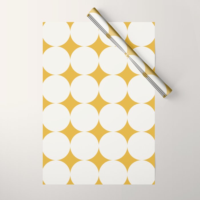 Circular Minimalism - Retro Yellow White Wrapping Paper Gallery Image 1