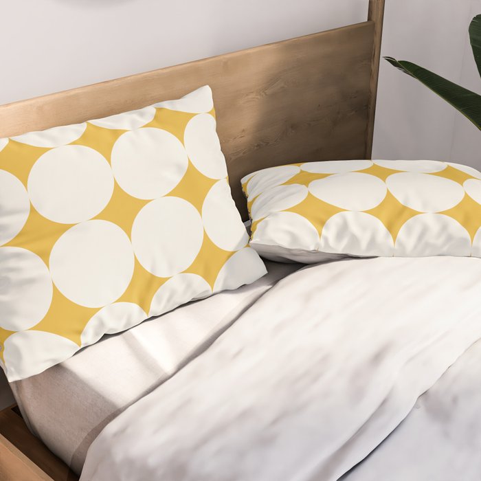 Circular Minimalism - Retro Yellow White Pillow Sham Gallery Image 2