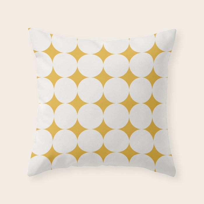 Circular Minimalism - Retro Yellow White Throw Pillow Gallery Image 6
