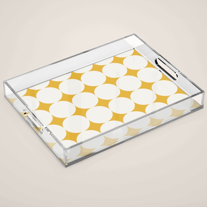 Circular Minimalism - Retro Yellow White Acrylic Tray Gallery Image 1
