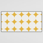 Circular Minimalism - Retro Yellow White Desk Mat Gallery Image 3
