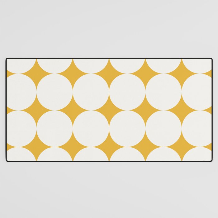 Circular Minimalism - Retro Yellow White Desk Mat Gallery Image 3