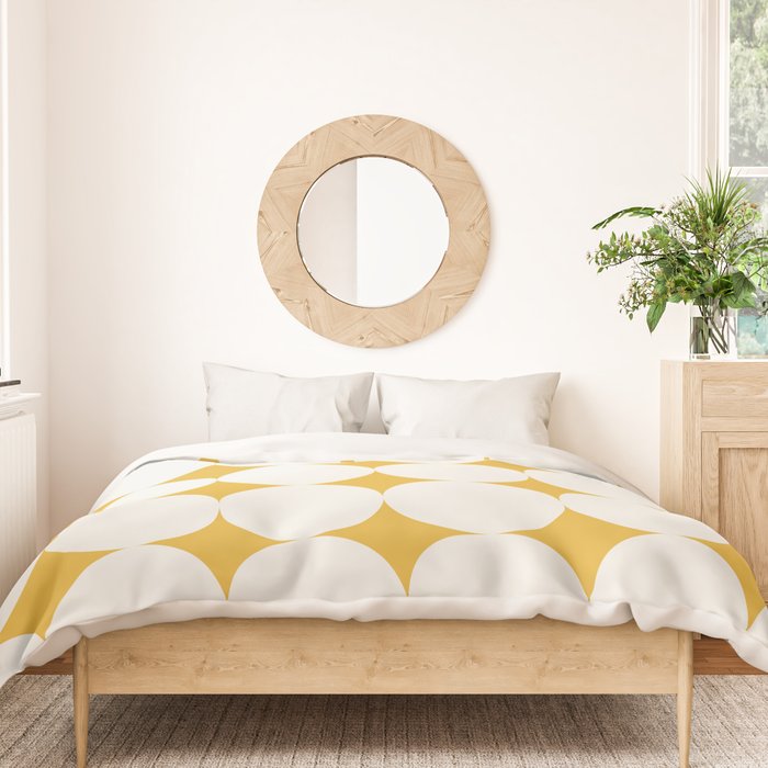 Circular Minimalism - Retro Yellow White Duvet Cover Gallery Image 3