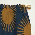 Boho Summer Sun Pattern VII Navy Blue Burnt Orange Window Curtain Gallery Image 2