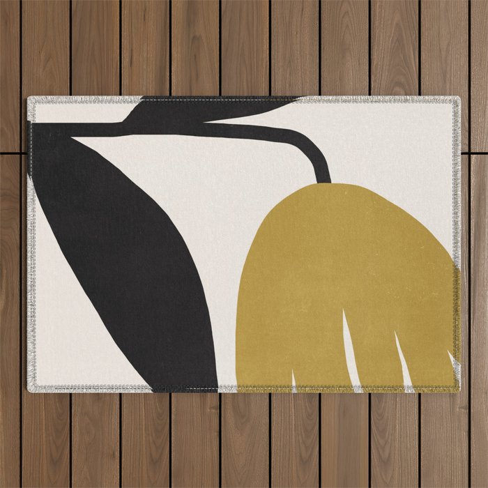 Abstract Flora - ochre Outdoor Rug Gallery Image 1