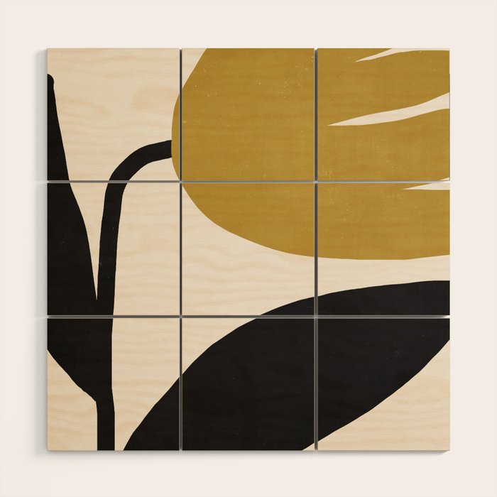 Abstract Flora - ochre Wood Wall Art Gallery Image 1